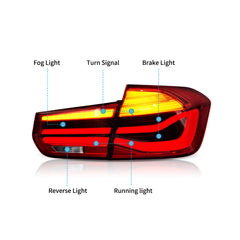 VLAND LED Tail Lights For 2012-2019 BMW 3 Series F30 With Sequential Amber Turn Signal