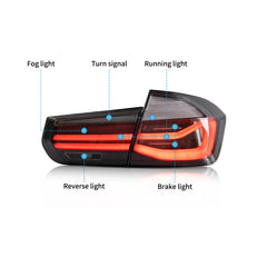 VLAND LED Tail Lights For 2012-2019 BMW 3 Series F30 With Sequential Amber Turn Signal
