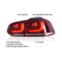VLAND LED Tail Lights For 2008-2013 Volkswagen Golf 6 MK6