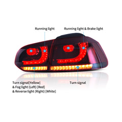 VLAND LED Tail Lights For 2008-2013 Volkswagen Golf 6 MK6