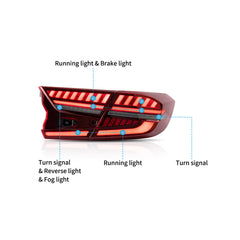 VLAND LED Tail Lights 2018-2022 For Honda Accord Sedan Rear Lights Assembly With Sequential Indicators