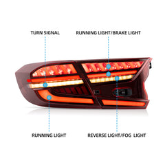 VLAND LED Tail Lights 2018-2022 For Honda Accord Sedan Rear Lights Assembly With Sequential Indicators