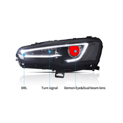 2008-2017 For Mitsubishi Lancer & EVO X VLAND LED Headlights Audi Style
