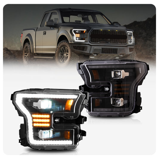 VLAND Headlights Assembly 2015-2017 For Ford F150 13th Headlights With Dual Beam Projector