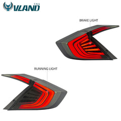 VLAND LED Tail Lights 2016-2018 For Honda Civic 10th Gen 4PCS